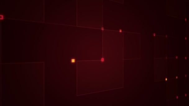 Çizgili Parçalı Geometrik Arkaplan Kırmızı Işıklı Devre Elektrik Sinyalinin Animasyonu — Stok video