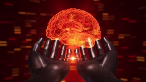 Abstrakcyjne Tło Animacją Obrotu Mózg Abstrakcyjnych Rękach Człowieka Animacja Pętli — Wideo stockowe