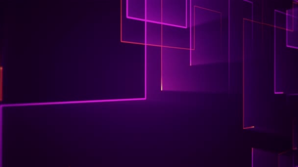 Геометрический Фон Полосами Частицами Анимация Электрического Сигнала Схемы Фиолетовым Блеском — стоковое видео