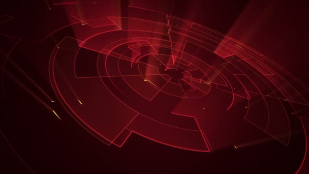 Abstrakcyjne Tło Technologiczne Animacją Cząstek Obwodu Elektrycznego Czerwonych Pasków Świetlnych — Wideo stockowe