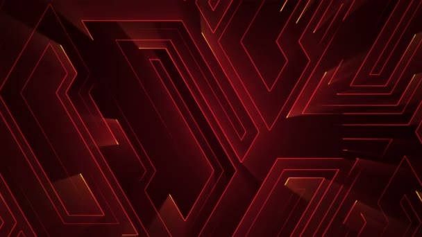 Fond technologique abstrait avec animation des particules du signal électrique du circuit et des rayures de lumière rouge. Animation de boucle transparente .  