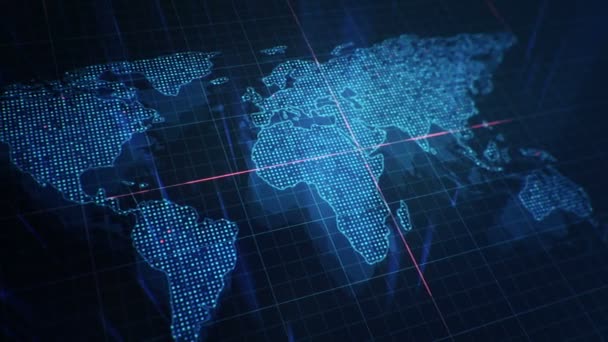 Vista Panorâmica Mapa Digital Mundo — Vídeo de Stock