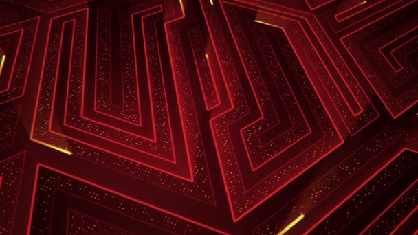 Fond technologique abstrait avec animation des particules du signal électrique du circuit et des rayures de lumière rouge. Animation de boucle transparente .  