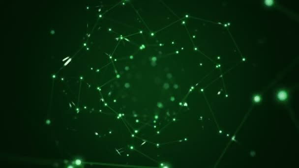 Devre Elektrik Sinyal Parçacıkları Yeşil Işık Çizgilerinin Animasyonuyla Soyut Teknoloji — Stok video