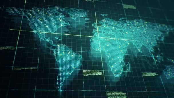 Vista Panorámica Del Mapa Del Mundo Digital — Vídeos de Stock