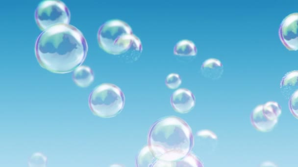 Animace Létání Mýdlové Bubliny Barevném Pozadí Animace Bezešvé Smyčky — Stock video
