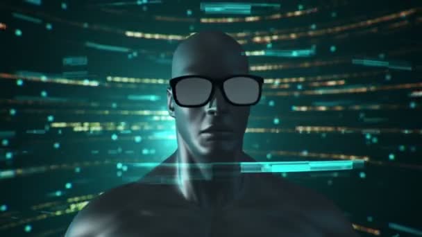 Animation Human Glasses Abstract Space Particles Data Virtual Reality Technological — 비디오