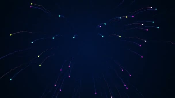 飛行花火のアニメーションと抽象的な背景カラフルな粒子光 シームレスループのアニメーション — ストック動画