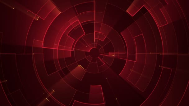 Fond technologique abstrait avec animation des particules du signal électrique du circuit et des rayures de lumière rouge. Animation de boucle transparente .  