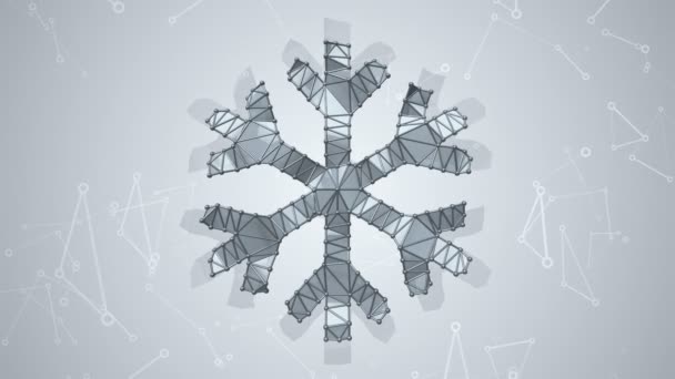 Abstracto Animación Copo Nieve Sobre Fondo Gris Con Cuadrados Triángulos — Vídeo de stock