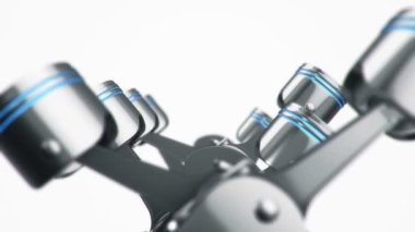 Dört silindirli motorun 3 boyutlu animasyon görüntüleri. Kusursuz döngünün animasyonu