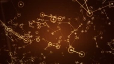 Ağ içindeki kullanıcıların veri ve bağlantı yollarının sunumuna sahip soyut arkaplan. Kusursuz döngünün animasyonu