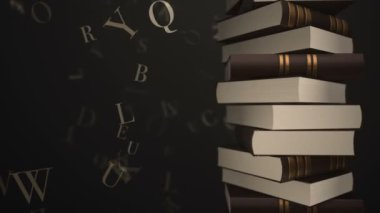 Renkli kitapların animasyon rotasyonu. Kusursuz döngünün animasyonu.