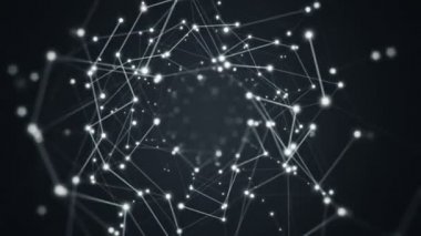 Elektrik sinyal parçacıkları ve ışıkların animasyonuyla soyut teknoloji arka planı. Kusursuz döngünün animasyonu.  