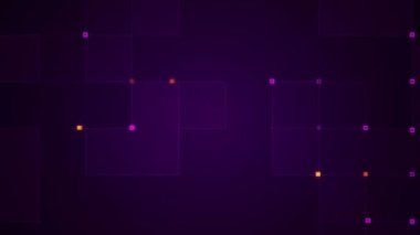 Çizgilerin geometrik arka planında parçacıkların olduğu devre elektrik sinyalinin animasyonu. Kusursuz döngünün animasyonu.  