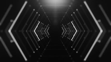 Arka plan ile animasyon uçuş neon ışık ile soyut fütüristik tünelde. Animasyon sorunsuz döngü