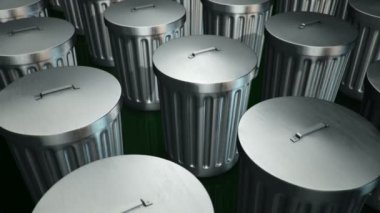 Metalik geri dönüşüm kutularının animasyonu. Kusursuz döngünün animasyonu.