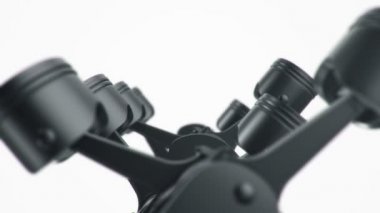 Dört silindirli motorun 3 boyutlu animasyon görüntüleri. Kusursuz döngünün animasyonu