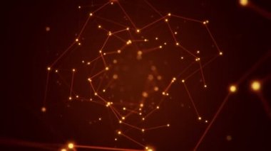 Elektrik sinyal parçacıkları ve ışıkların animasyonuyla soyut teknoloji arka planı. Kusursuz döngünün animasyonu.  