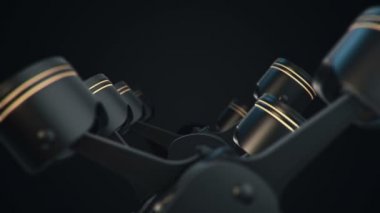 Dört silindirli motorun 3 boyutlu animasyon görüntüleri. Kusursuz döngünün animasyonu
