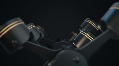 Dört silindirli motorun 3 boyutlu animasyon görüntüleri. Kusursuz döngünün animasyonu