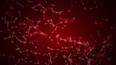 Ağ içindeki kullanıcıların veri ve bağlantı yollarının sunumuna sahip soyut arkaplan. Kusursuz döngünün animasyonu