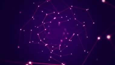 Elektrik sinyal parçacıkları ve ışıkların animasyonuyla soyut teknoloji arka planı. Kusursuz döngünün animasyonu.  