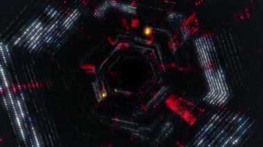 Elektrik sinyal parçacıkları ve ışıkların animasyonuyla soyut teknoloji arka planı. Kusursuz döngünün animasyonu.  