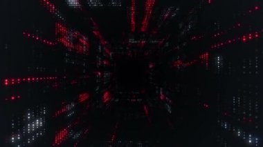 Elektrik sinyal parçacıkları ve ışıkların animasyonuyla soyut teknoloji arka planı. Kusursuz döngünün animasyonu.  