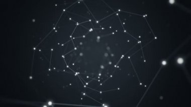 Elektrik sinyal parçacıkları ve ışıkların animasyonuyla soyut teknoloji arka planı. Kusursuz döngünün animasyonu.  