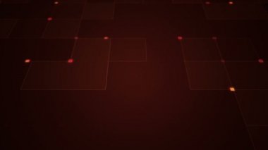 Çizgilerin geometrik arka planında parçacıkların olduğu devre elektrik sinyalinin animasyonu. Kusursuz döngünün animasyonu.  