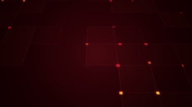 Çizgilerin geometrik arka planında parçacıkların olduğu devre elektrik sinyalinin animasyonu. Kusursuz döngünün animasyonu.  