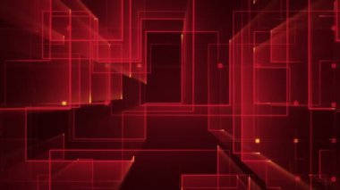 Çizgilerin geometrik arka planında parçacıkların olduğu devre elektrik sinyalinin animasyonu. Kusursuz döngünün animasyonu.  