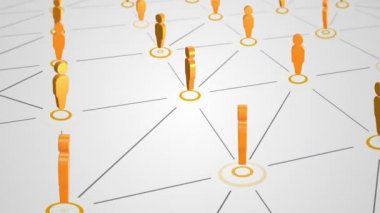 Kullanıcıları birbirine bağlayan animasyon bulut ağına sahip soyut arkaplan, sorunsuz döngünün canlandırması 