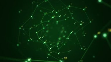 Elektrik sinyal parçacıkları ve ışıkların animasyonuyla soyut teknoloji arka planı. Kusursuz döngünün animasyonu.  