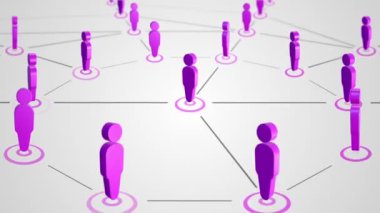 Kullanıcıları birbirine bağlayan animasyon bulut ağına sahip soyut arkaplan, sorunsuz döngünün canlandırması 