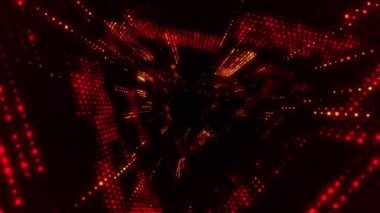 Elektrik sinyal parçacıkları ve ışıkların animasyonuyla soyut teknoloji arka planı. Kusursuz döngünün animasyonu.  