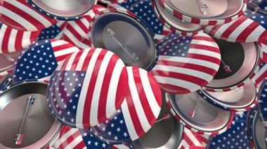 Amerikan bayrağıyla renkli rozet sallayan animasyon. Kusursuz döngünün animasyonu.