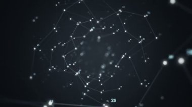 Elektrik sinyal parçacıkları ve ışıkların animasyonuyla soyut teknoloji arka planı. Kusursuz döngünün animasyonu.  