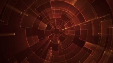 Çizgilerin geometrik arka planında parçacıkların olduğu devre elektrik sinyalinin animasyonu. Kusursuz döngünün animasyonu.  