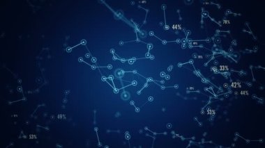 Ağ içindeki kullanıcıların veri ve bağlantı yollarının sunumuna sahip soyut arkaplan. Kusursuz döngünün animasyonu