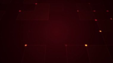 Çizgilerin geometrik arka planında parçacıkların olduğu devre elektrik sinyalinin animasyonu. Kusursuz döngünün animasyonu.  