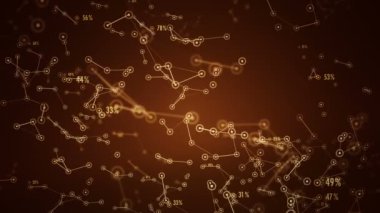 Ağ içindeki kullanıcıların veri ve bağlantı yollarının sunumuna sahip soyut arkaplan. Kusursuz döngünün animasyonu