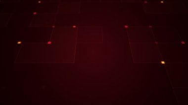 Çizgilerin geometrik arka planında parçacıkların olduğu devre elektrik sinyalinin animasyonu. Kusursuz döngünün animasyonu.  