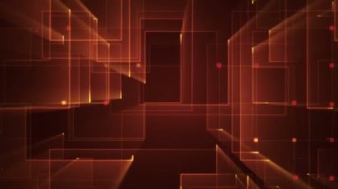 Çizgilerin geometrik arka planında parçacıkların olduğu devre elektrik sinyalinin animasyonu. Kusursuz döngünün animasyonu.  