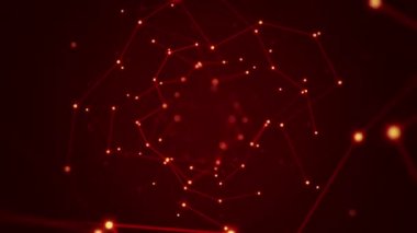 Elektrik sinyal parçacıkları ve ışıkların animasyonuyla soyut teknoloji arka planı. Kusursuz döngünün animasyonu.  
