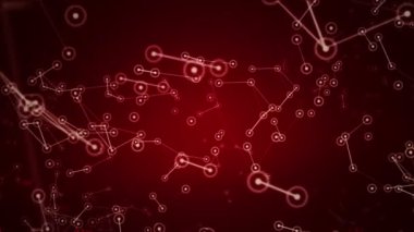 Ağ içindeki kullanıcıların veri ve bağlantı yollarının sunumuna sahip soyut arkaplan. Kusursuz döngünün animasyonu