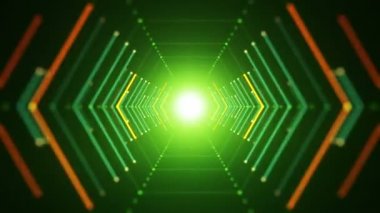 Arka plan ile animasyon uçuş neon ışık ile soyut fütüristik tünelde. Animasyon sorunsuz döngü