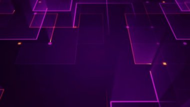 Çizgilerin geometrik arka planında parçacıkların olduğu devre elektrik sinyalinin animasyonu. Kusursuz döngünün animasyonu.  