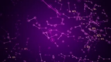 Ağ içindeki kullanıcıların veri ve bağlantı yollarının sunumuna sahip soyut arkaplan. Kusursuz döngünün animasyonu